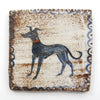 Blue dog with red collar (Handmade Tile)