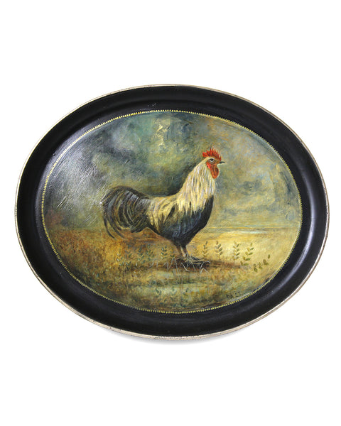 Norfolk Grey Rooster (Very Large Hand Painted Tray)