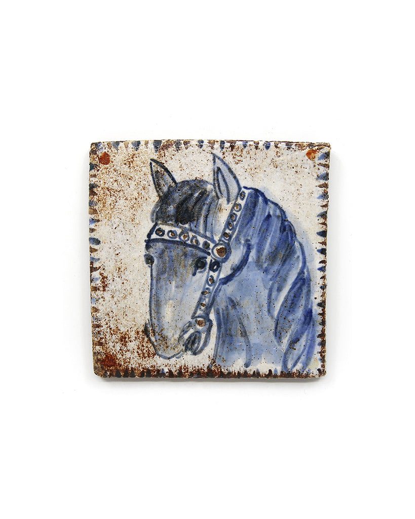 Tapestry Horse Head Blue (Handmade Tile)