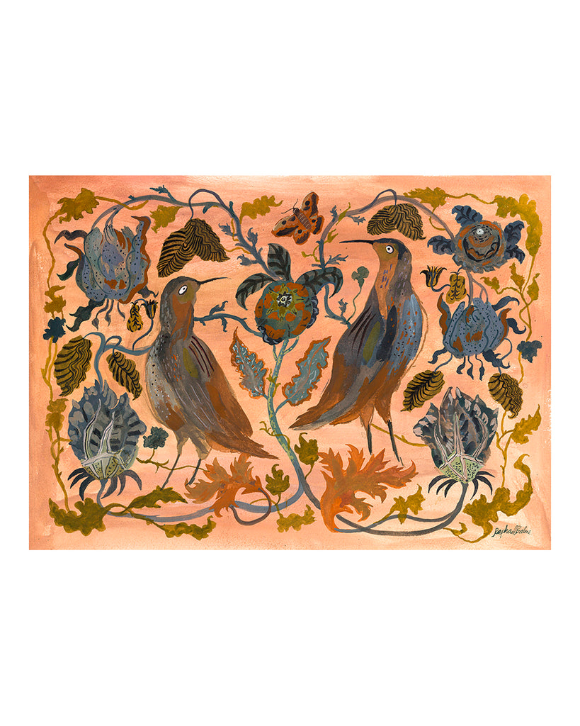 Birds in the Vine (Original Framed Painting)