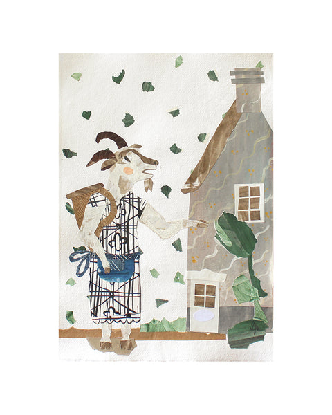 Mother Goat (Original Framed Collage)