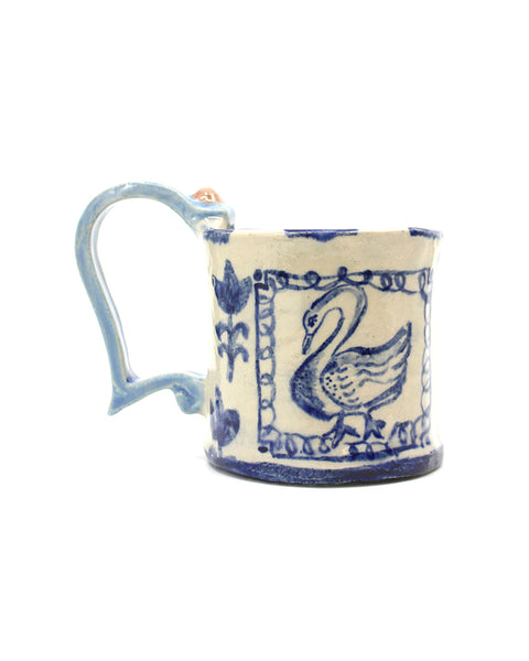 Swan and Flowers Cup (Sky Blue)