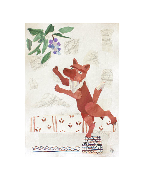 The Fox and the Grapes (Original Framed Collage)