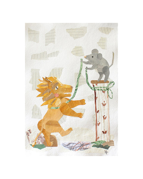The Lion and the Mouse II (Original Framed Collage)