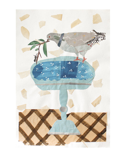 The Pigeon and the Ant (Original Framed Collage)