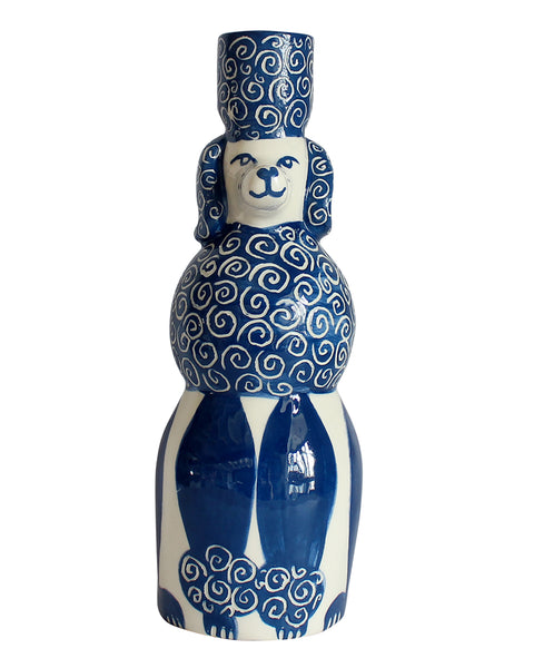 Blue Poodle Candle Holder
