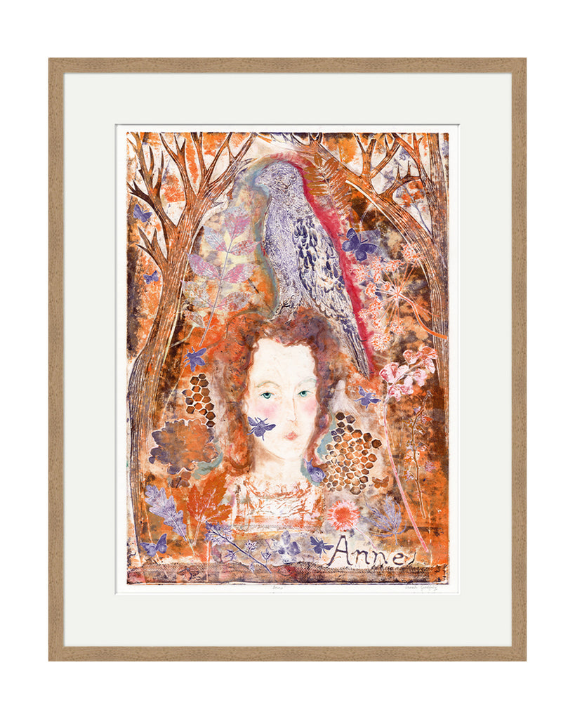 Anne Hathaway (Rust) (Original Framed Collagraph)
