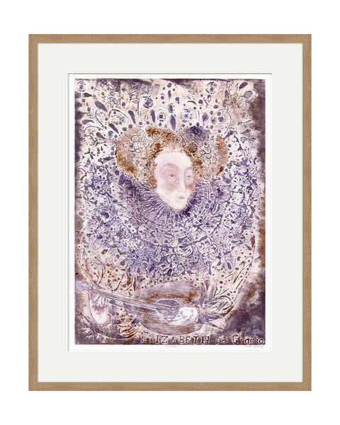 Elizabeth I (Indigo) (Original Framed Collagraph)