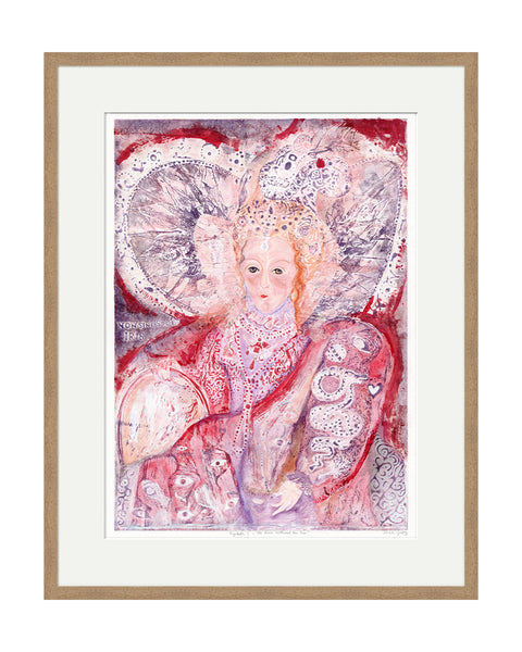 Elizabeth I Rainbow & Serpent (Plaster Pink) (Original Framed Collagraph)