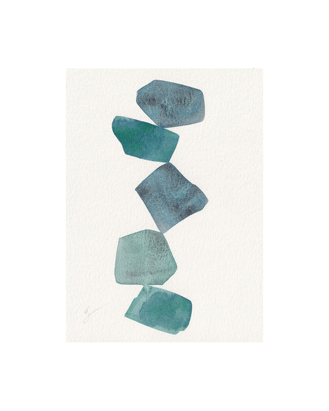 Blue Stone Stack I (Original Framed Watercolour)