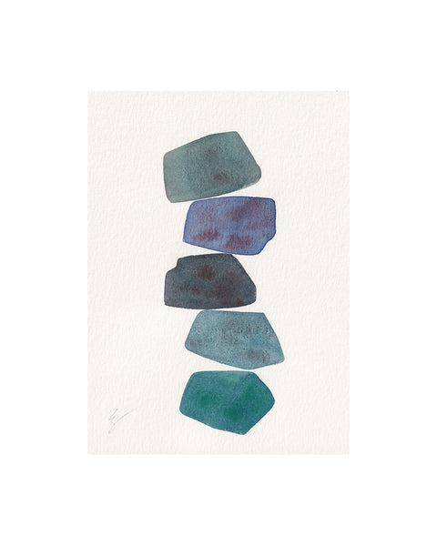 Blue Stone Stack II (Original Framed Watercolour)