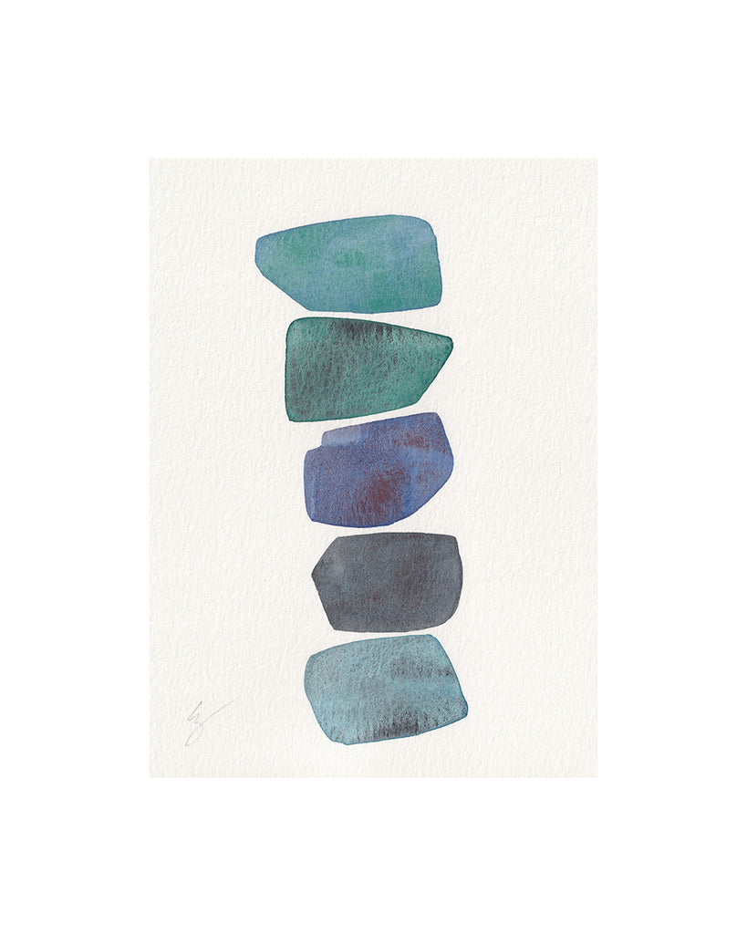 Blue Stone Stack III (Original Framed Watercolour)