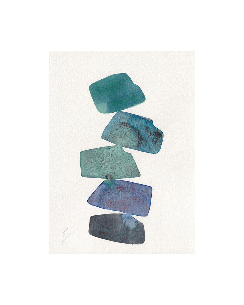 Blue Stone Stack IV (Original Framed Watercolour)