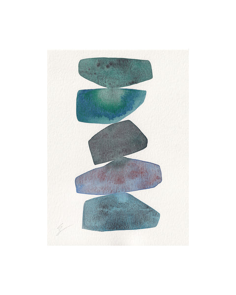 Blue Stone Stack V (Original Framed Watercolour)