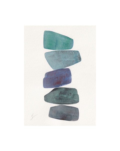 Blue Stone Stack VI (Original Framed Watercolour)