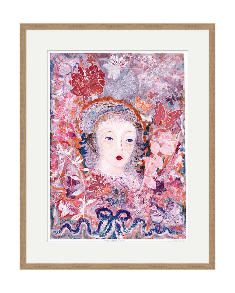 Maria Sibylla Merian (Tapestry Red) (Original Framed Collagraph)