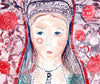 Anne Boleyn with Ship (Indigo Red) (Original Framed Collagraph)