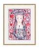 Anne Boleyn with Ship (Indigo Red) (Original Framed Collagraph)