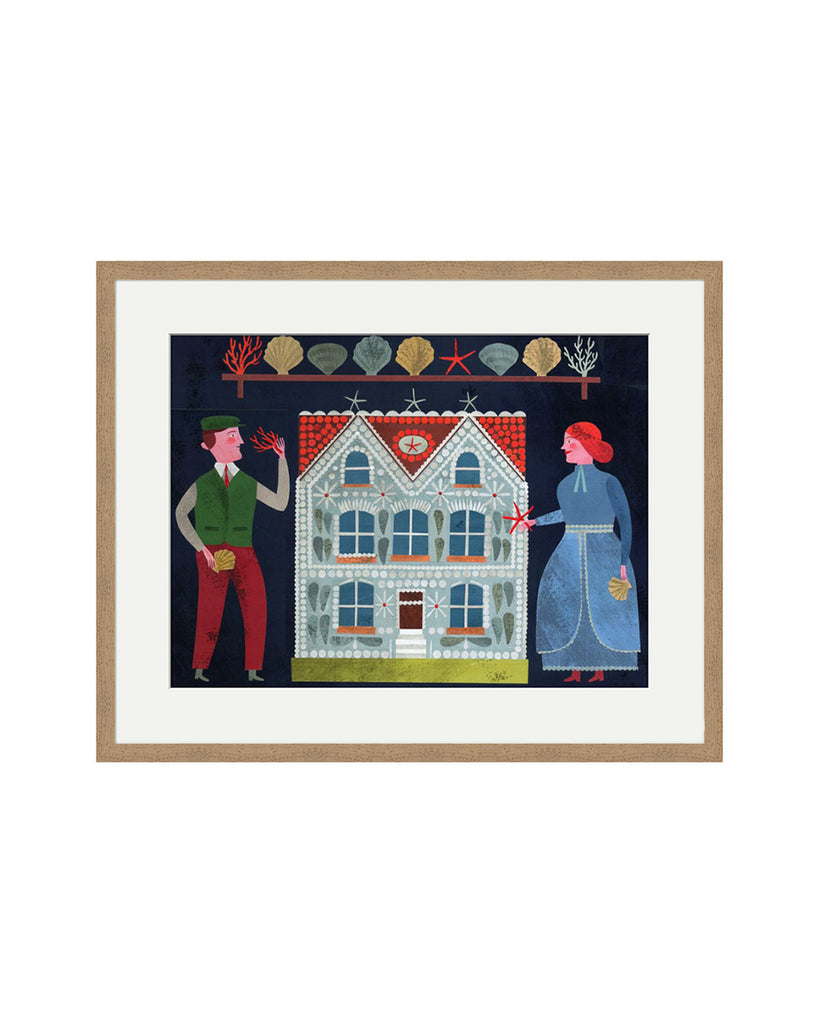 Making a Shell House (Original Framed Collage)