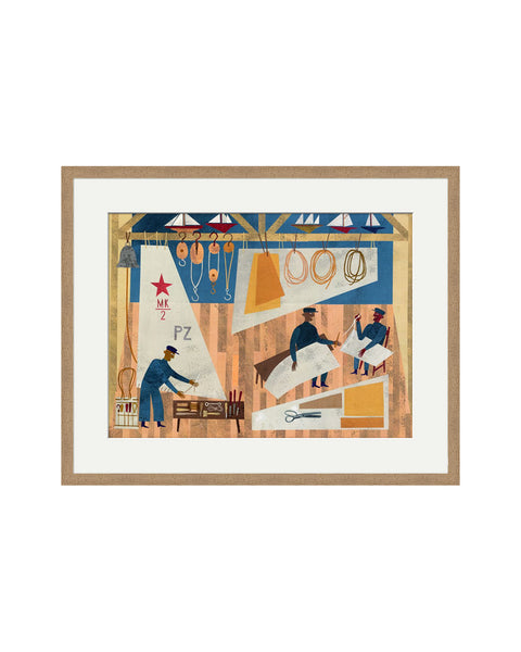 In the Sail Loft (Original Framed Collage)