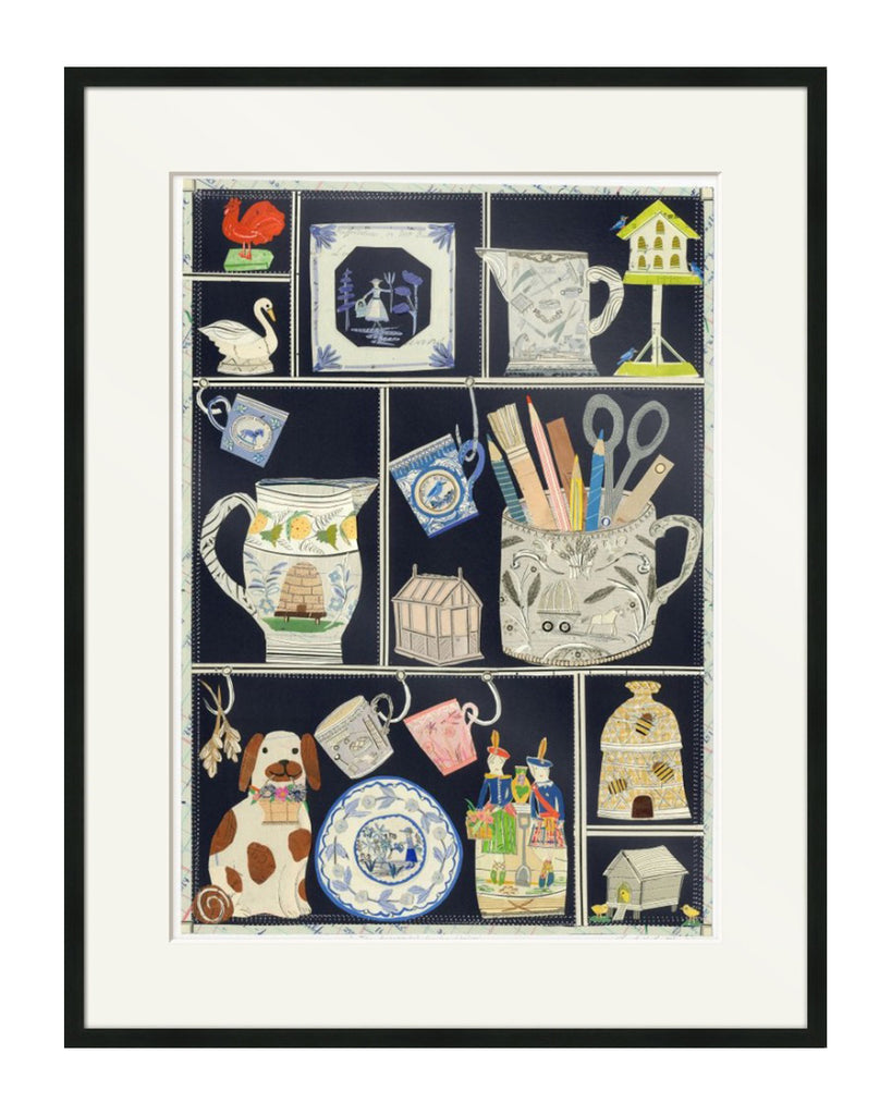 The Ornamental Garden Shelves (Original Collage Framed)