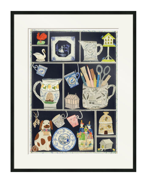 The Ornamental Garden Shelves (Original Collage Framed)