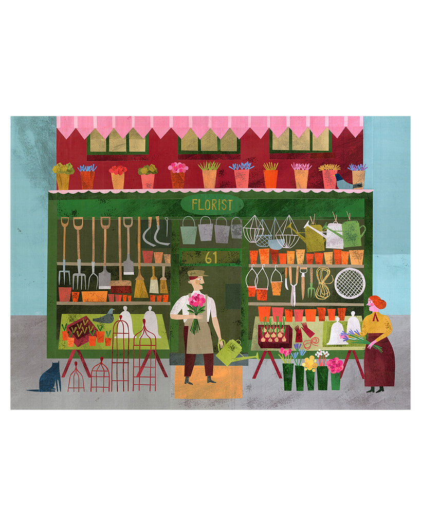 At the Florist's (Original Framed Collage)