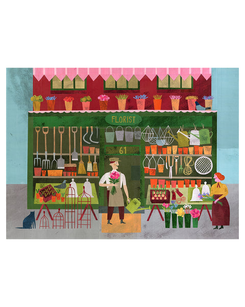 At the Florist's (Original Framed Collage)