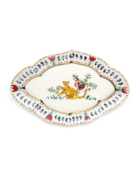 Bird & Tiger (Handmade Scalloped Plate)