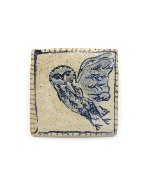 Blue Flying Owl (Handmade Tile)