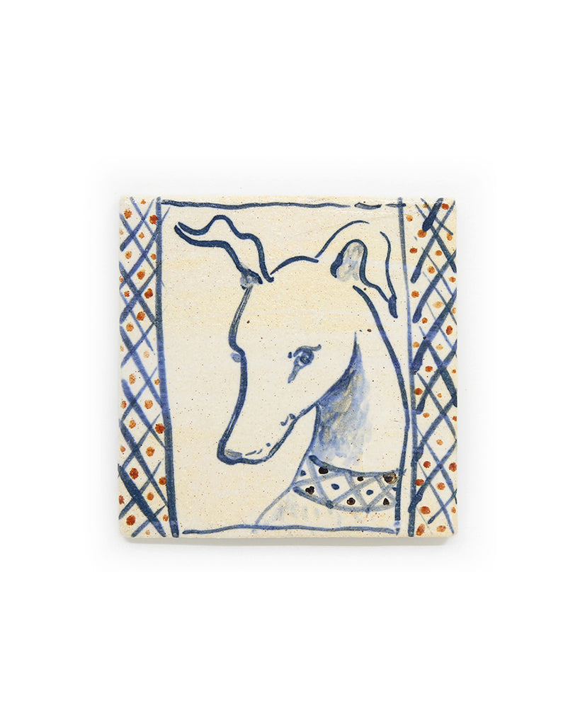 Blue Hound Head (Handmade Tile)