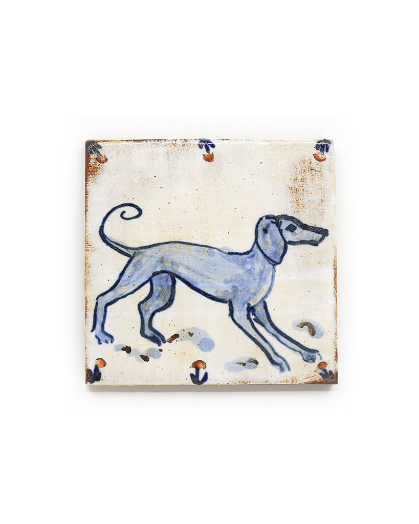 Blue Hunting Hound (Handmade Tile)