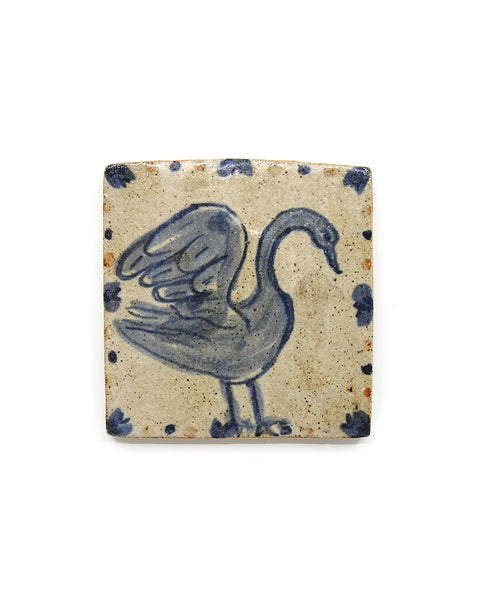 Blue standing Swan (Handmade Tile)