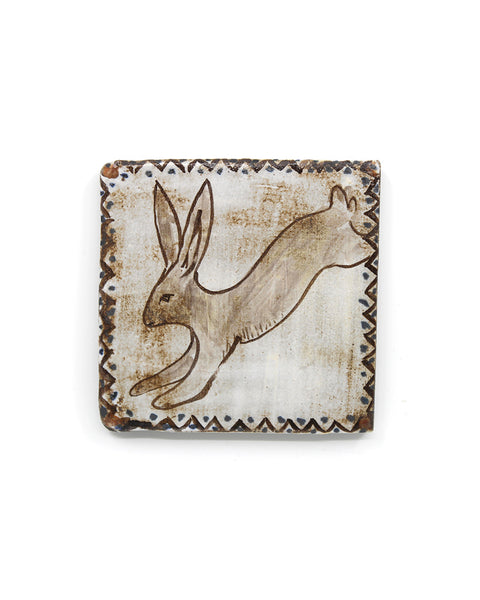 Bounding Tapestry Rabbit (Handmade Tile)