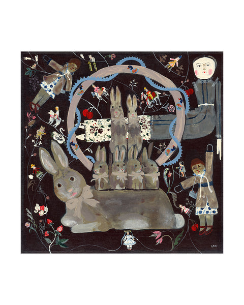Bunny Stack (Original Framed Painting)