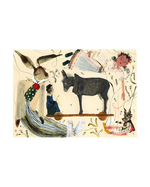Donkey & Hare (Original Framed Painting)