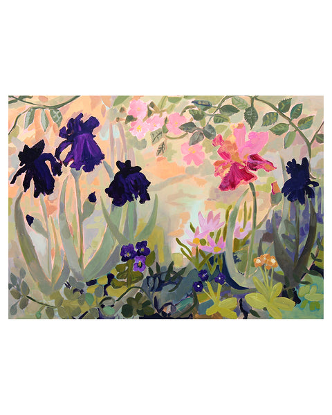 Dreaming Garden (Tulip, Seeds, Iris, Primulas, Wild Roses) (Original Oil Painting)