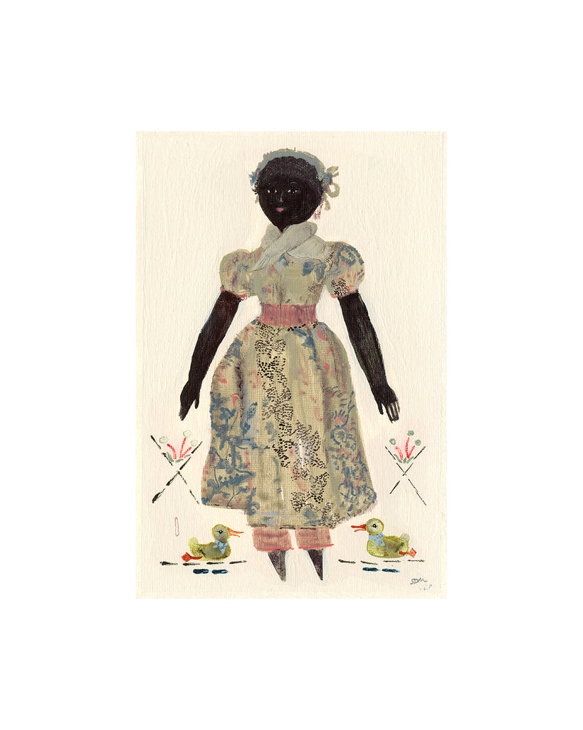 Doll with Ducks (Original Framed Painting)