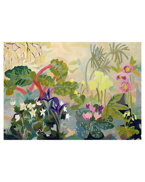 Early Rhubarb (Hellebore, Euphorbia, Catkins, Cyclamen, Cowslip) (Original Oil Painting)