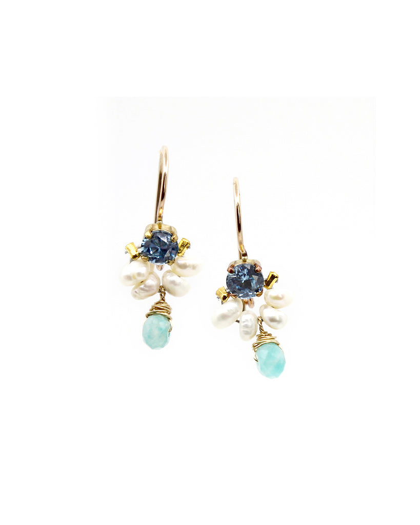 Baroque Bud earrings (blue Crystal & pearls)