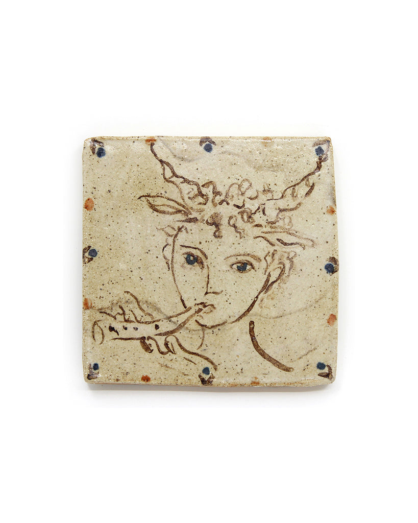 Faun with pipe (Handmade Tile)