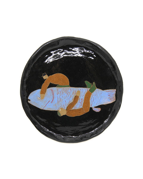 Fish Wrestle I (Handmade Plate)