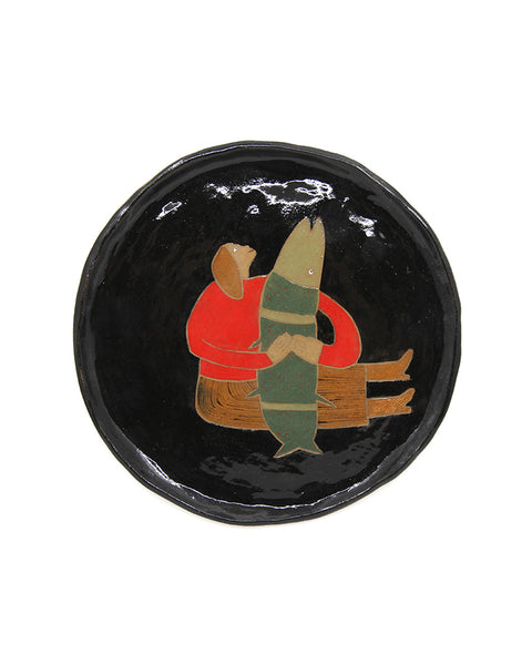 Fish Wrestle II (Handmade Plate)