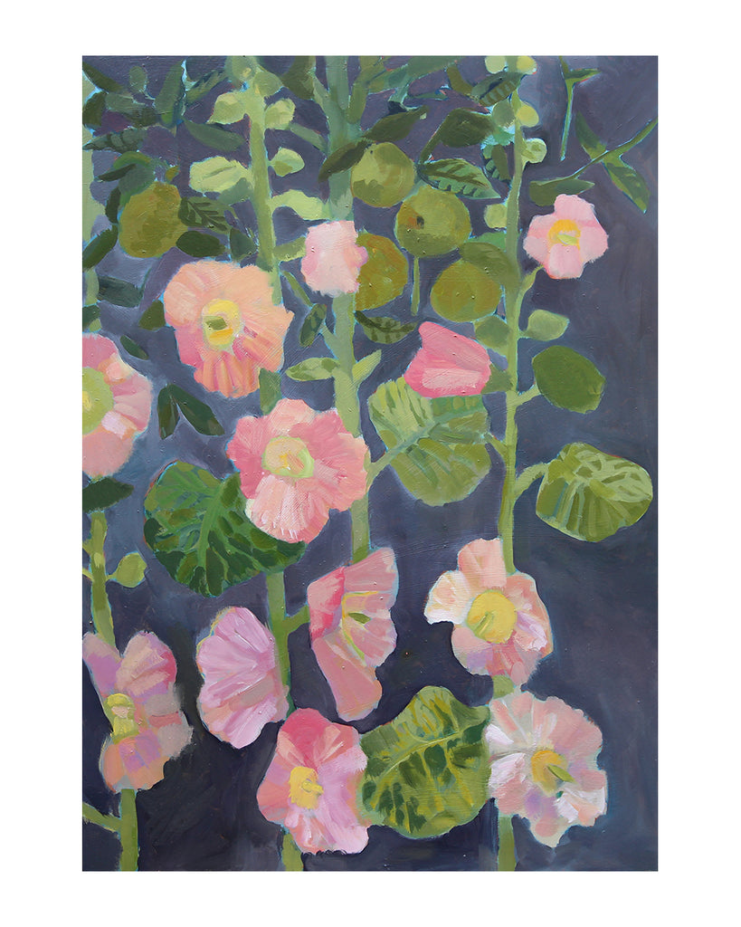Hollyhocks & Apples (Original Oil Painting)