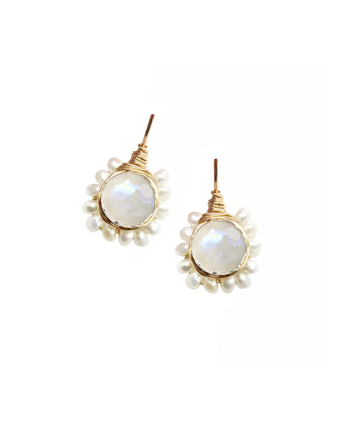 Moonlit Garden Earrings (moonstone & pearls)