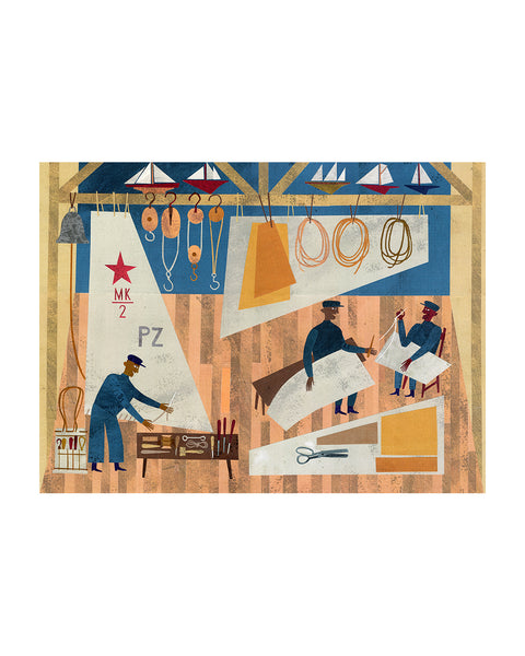 In the Sail Loft (Original Framed Collage)