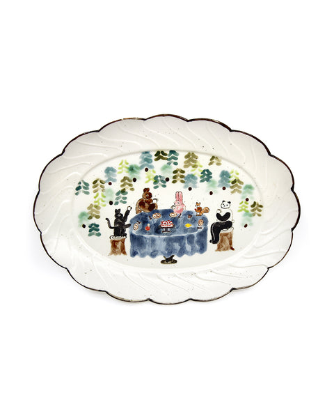 Forest Tea Party (Handmade Oval Plate)