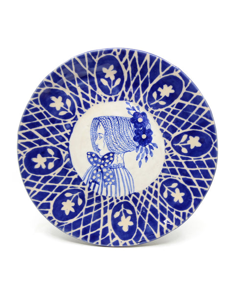 Lady with Bonnet in Kaleidoscope (Large Plate)