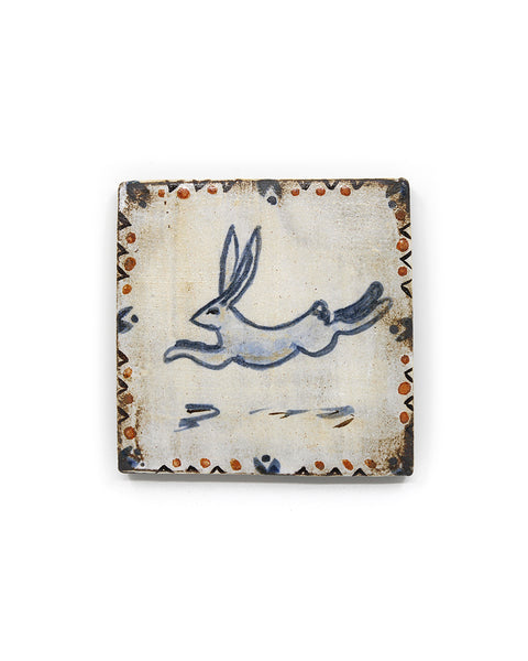 Leaping Tapestry Rabbit (Handmade Tile)