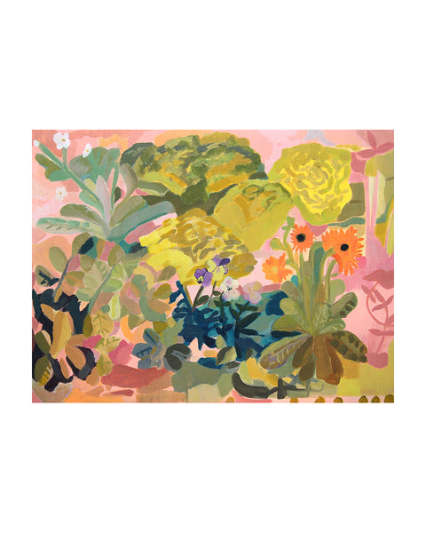 Lettuce & Companions (Calendula, Lettuce, Lychnis & Viola) (Original Oil Painting)